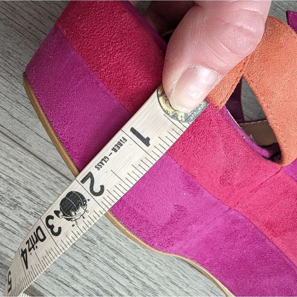 H by Halston GiGi Hot Pink Suede Platform Sandals Fuchsia Magenta Sz 7